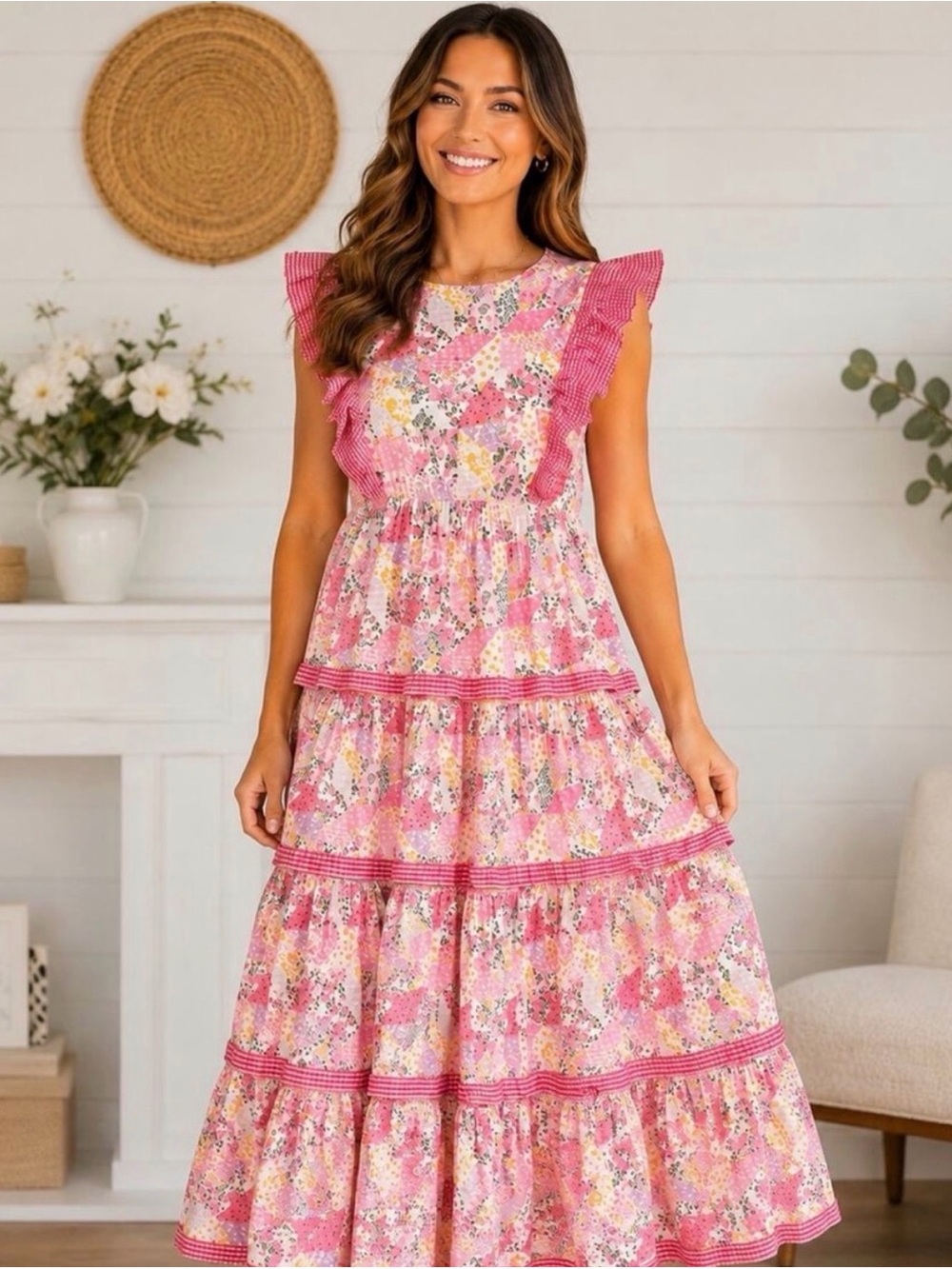 Simply southern patchwork sleeves NWT cotton Maxi dress B 22” 2XL
